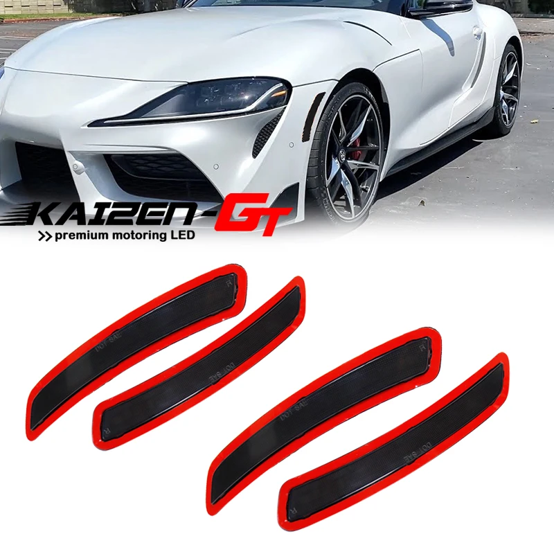 

ABS Smoked Lens Front / Rear Bumper Fender Side Marker Light Reflectors Kit For 2020-2022 Toyota GR Supra, No Bulb / Socket