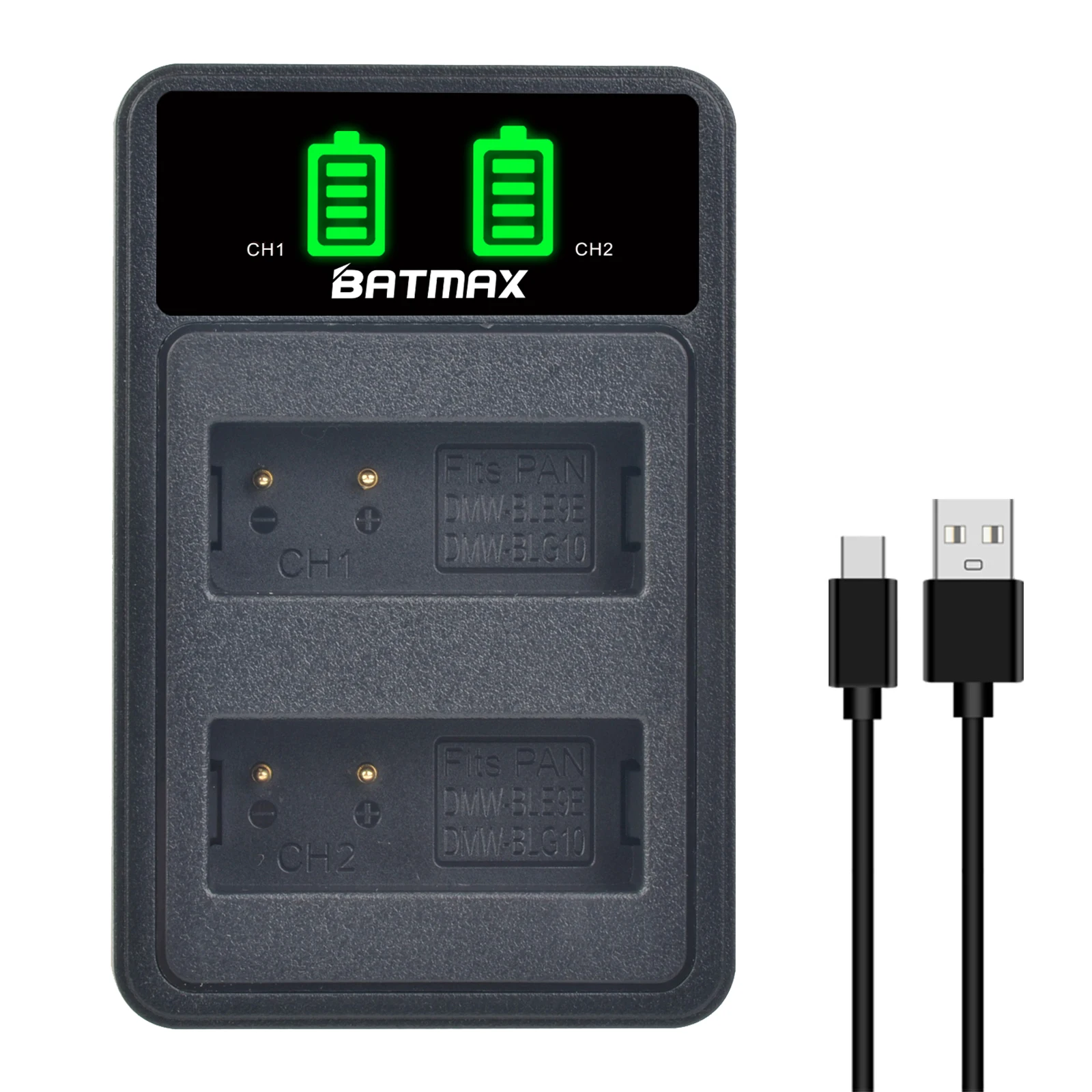 Фото Зарядное устройство Batmax DMW-BLG10 DMW-BLE9E с портом Type-C для Panasonic Lumix DMC GF6 GX7 GF3 GF5 ZS100 ZS60 LX100 GX85 GX80 №2