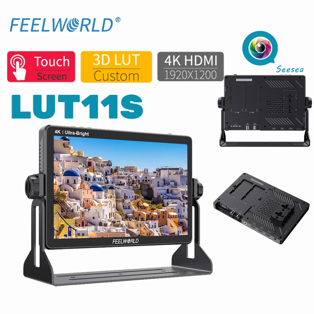 

FEELWORLD LUT11S 10,1 дюймов 2000nit ультра яркий IPS сенсорный экран 3dlut 3G-SDI HDMI DSLR камера полевой монитор с F970 внешний