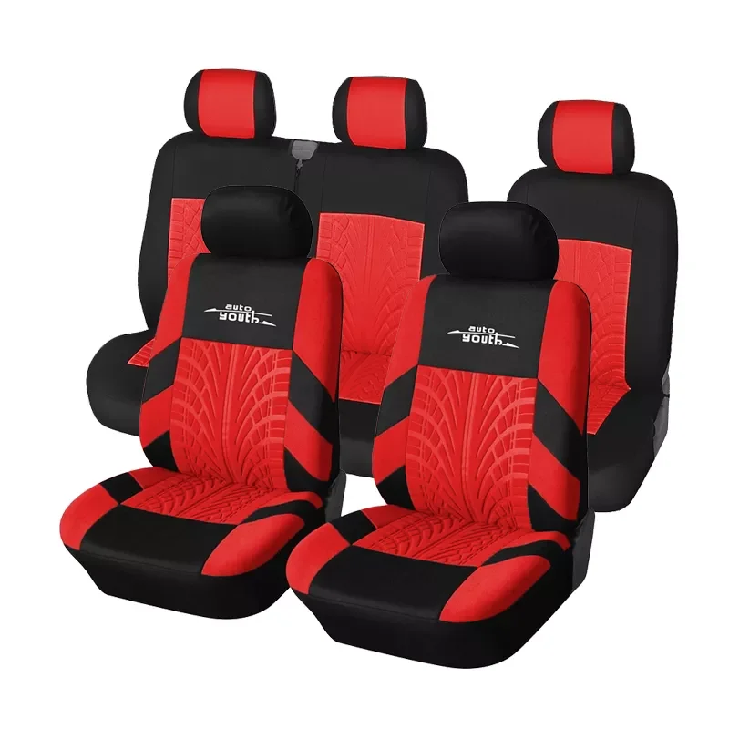 

Universal Full Set Car Seat Covers, Fit Rear Row 2+1 With Track Detail Style Auto Seat Set Protector For Most Cars