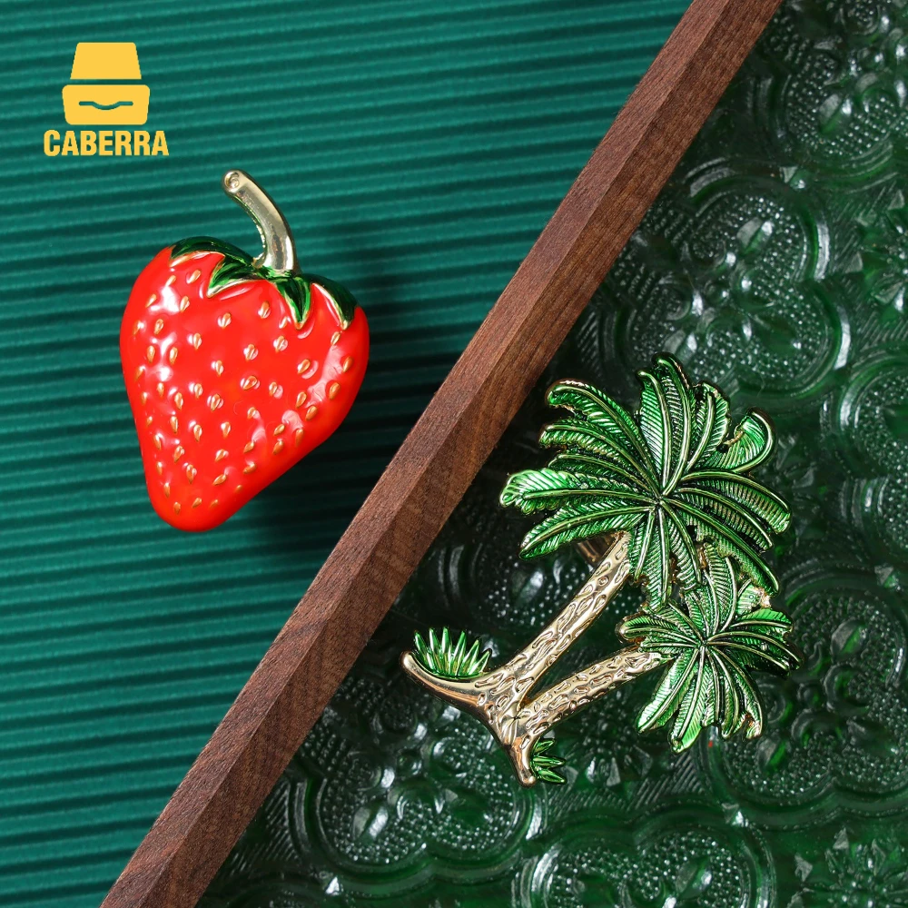 Кокосовое дерево цинковый сплав кухонная дверная ручка для шкафа в виде клубники