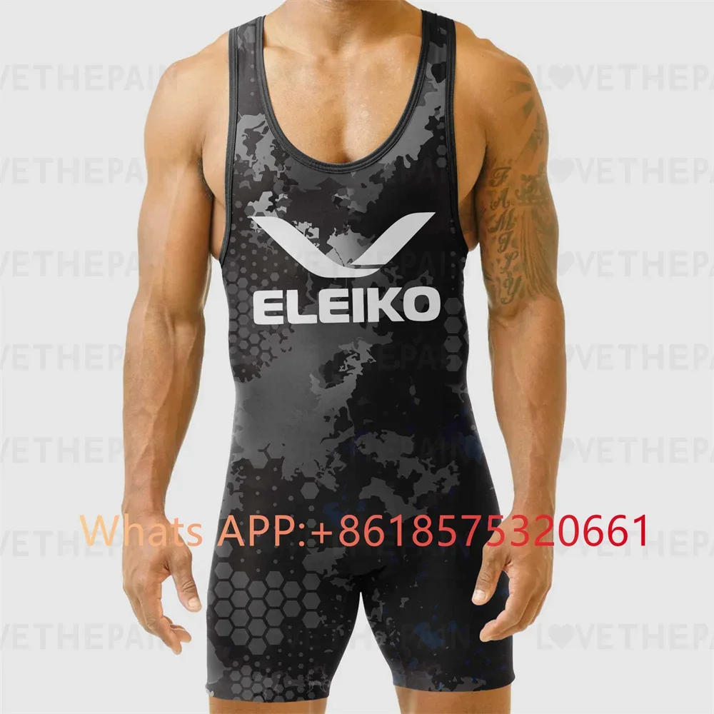 ELEIKO Mens Wrestling Singlet Uniform Advanced Singlets Clothing Train Gear Running Speedsuit Sportwear Boxing Tights