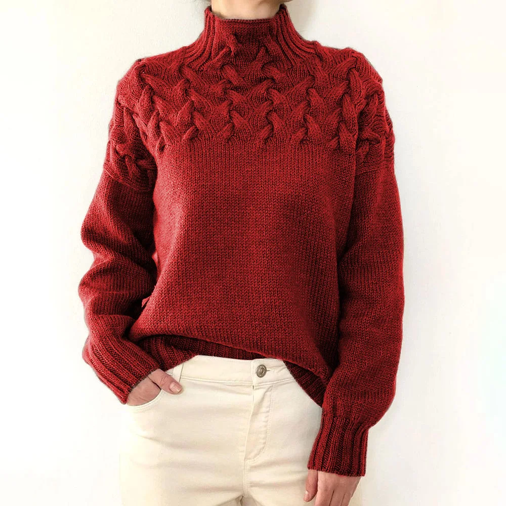 

Autumn and winter women's turtleneck solid color long sleeve sweater gray