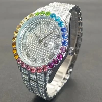 missfox men watches business 18k diamond stainless steel male quartz clocks luxury silver auto date waterproof mens wrist watch