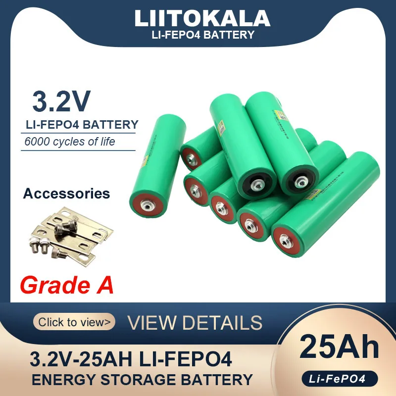 

Аккумуляторная батарея LiitoKala, 3,2 в, 25 Ач, фосфатная, класс А, для детской модели мотоцикла, 12 В, 24 В, без налога на модификацию автомобиля