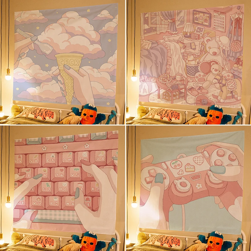 

Home Girl Kawaii Room Decor Pink Tapestry Cute Room Decor Graffiti Murale Teen Indie Aesthetic Room Decor Macrame Wall Hanging