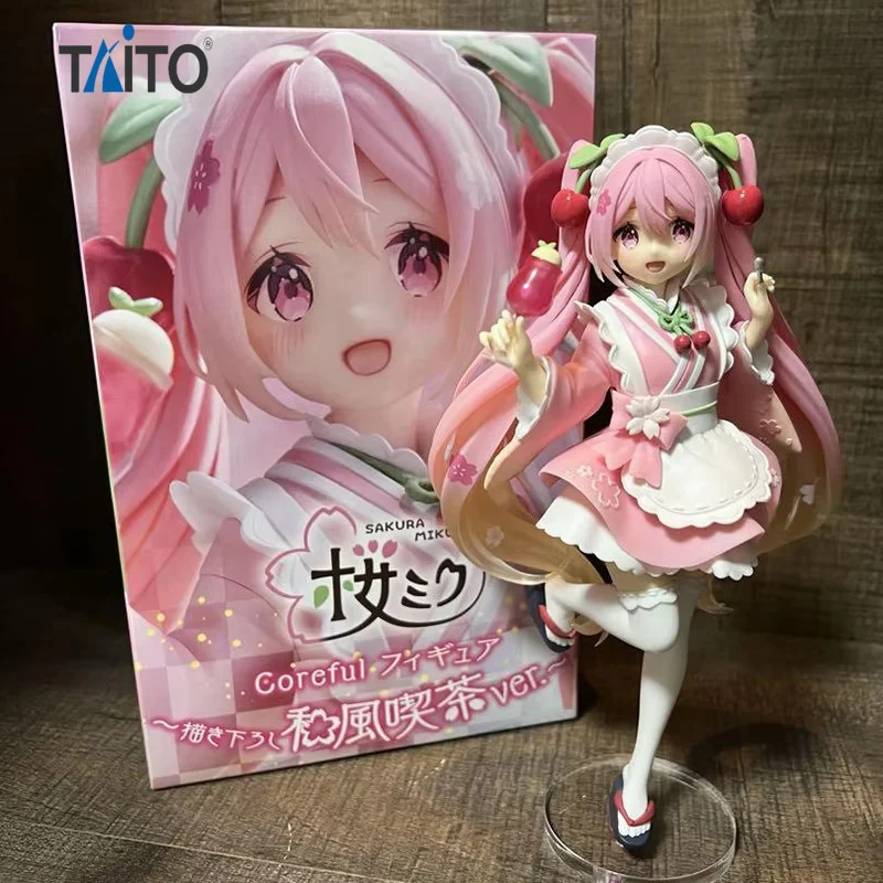 Фото В наличии: TAiTO Hatsune Miku Coreful Sakura Miku Breeze Cafe Ver. Фигурка аниме-персонажа из ПВХ, 18 см №1