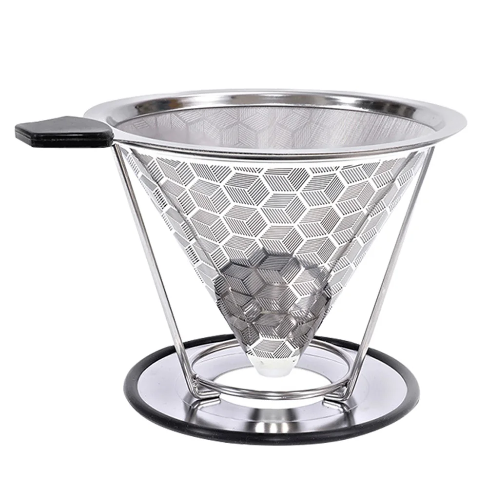 

Фильтр для кофе из нержавеющей стали, многоразовый фильтр для кофе, конусный капельница для кофе со съемной подставкой для чашки