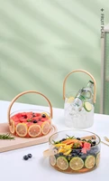 summer party beer ice buckets household glass fruit basket with handle bar lemon melon cooler barrel transparent wine bowl