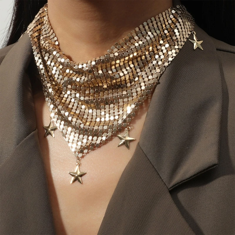 

Tassel Star Necklace Women Jewelry Scarf Necklace Bohemia Bling Neckerchief Female Statement Necklace Elegant Necktie