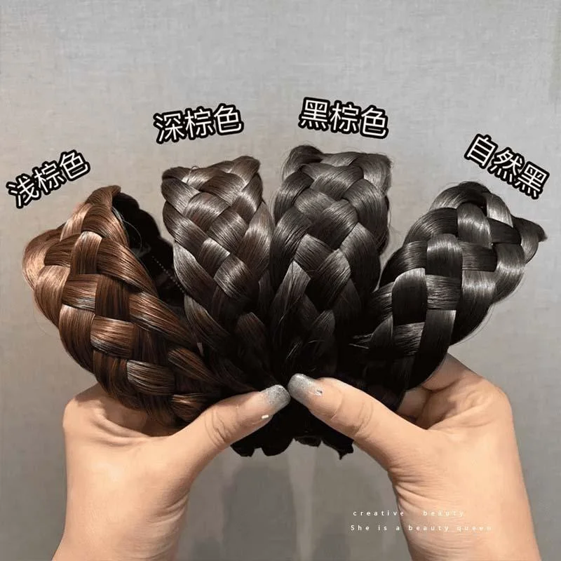 

New Five Strand Braid Widened Wig Head Hoop Edge Manual Fishbone Fried Dough Twist Headwear High Skull Hairbands