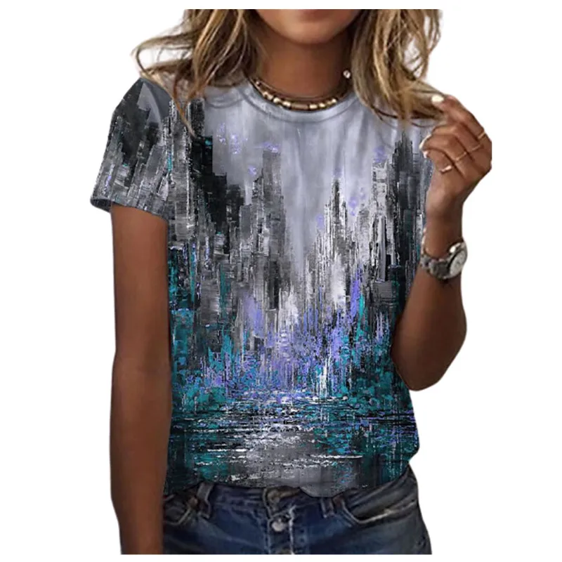 

Vintage 3D Flower Print Women T Shirt Short Sleeve Loose O-Neck Street Casual Oversized Tops Summer 2021 New Large Size 4XL 5XL