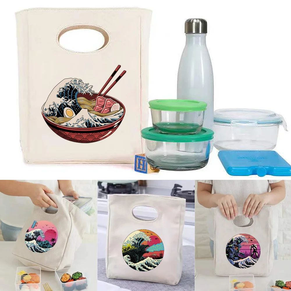 

Lunch Bag for Women Food Cooler Storage Handbag Picnic Lunchbox Diner Container Thermal Bento Pouch Leisure Wave Series Tote