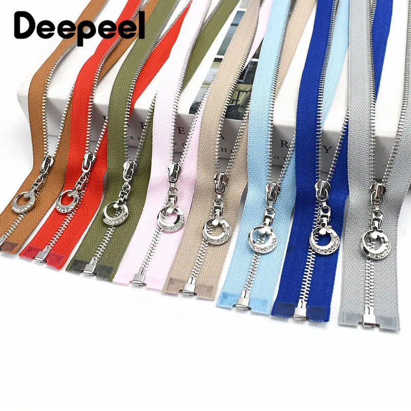 

2Pcs 3# Metal Zipper Auto Lock 20-70cm Close-End Open-End Decorative Zips Bags Garment Skirt DIY Sewing Tailoring Accessories