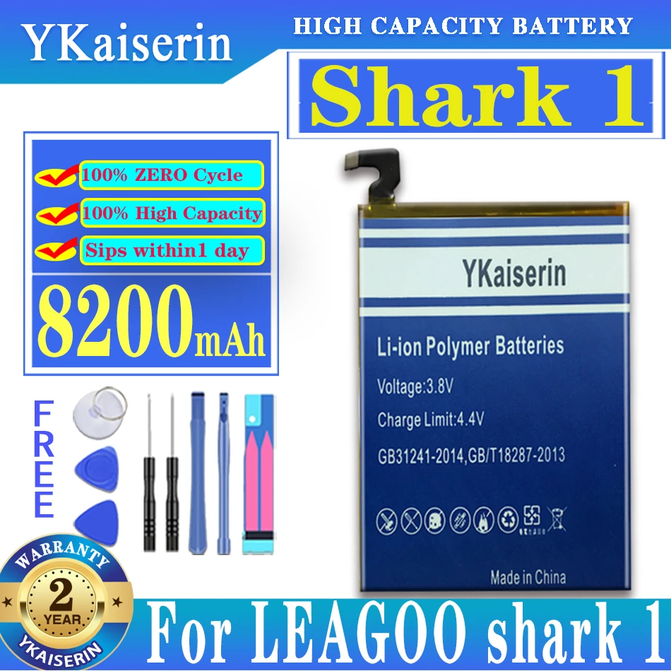 

YKaiserin High Capacity Battery Shark 1 For LEAGOO Shark1 Battery Batterie Bateria Accumulator 8200mah + Tools