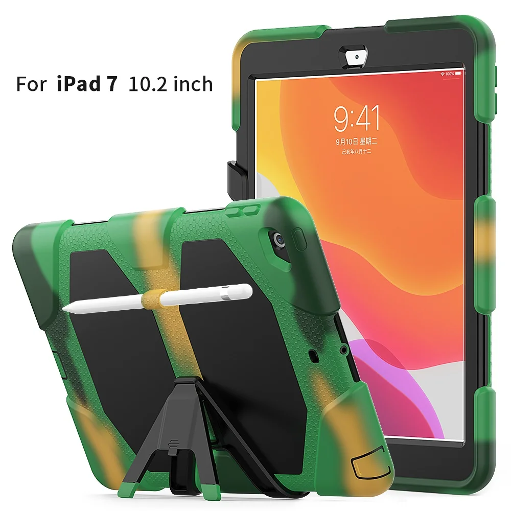 

Heavy Duty Protection Case for iPad 7th generation 2019 cases 10.2 inch with Removable Kickstand Silicone Full Body Cover