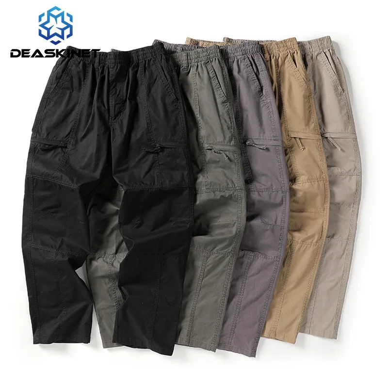 

Мужские весенние хлопковые комбинезоны с множеством карманов, новая мода, повседневные уличные спортивные брюки, военные тактические мужские брюки