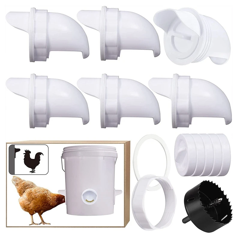 

Кормушка для цыплят без мусора с крысиными колпачками, автоматическая кормушка для цыплят для ведра, бочек, корзин, косточек