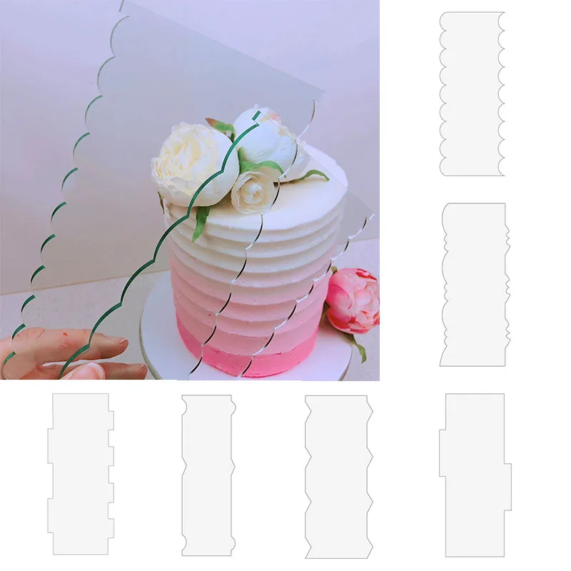 

1PC Icing Cream Scraper Acrylic Transparent Baking Tool Kitchen Smoother Scraper Cake Frosting Buttercream