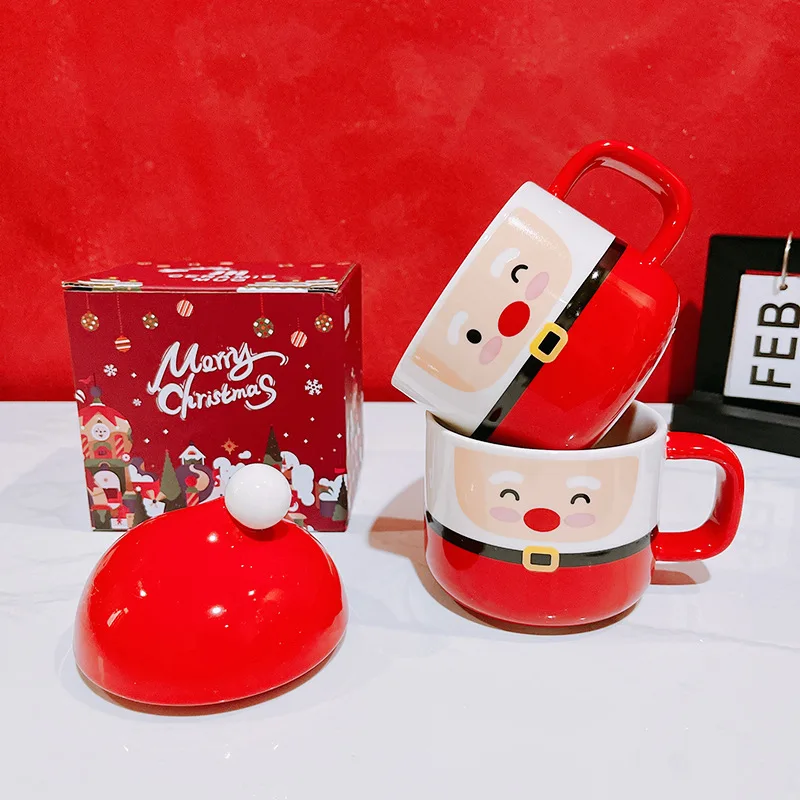 Christmas Gift Coffee Mugs with Lip Santa Claus Elk New Year Party Wine Beer Juice Drink Tea Cups Mug Home Kitchen Drinkware