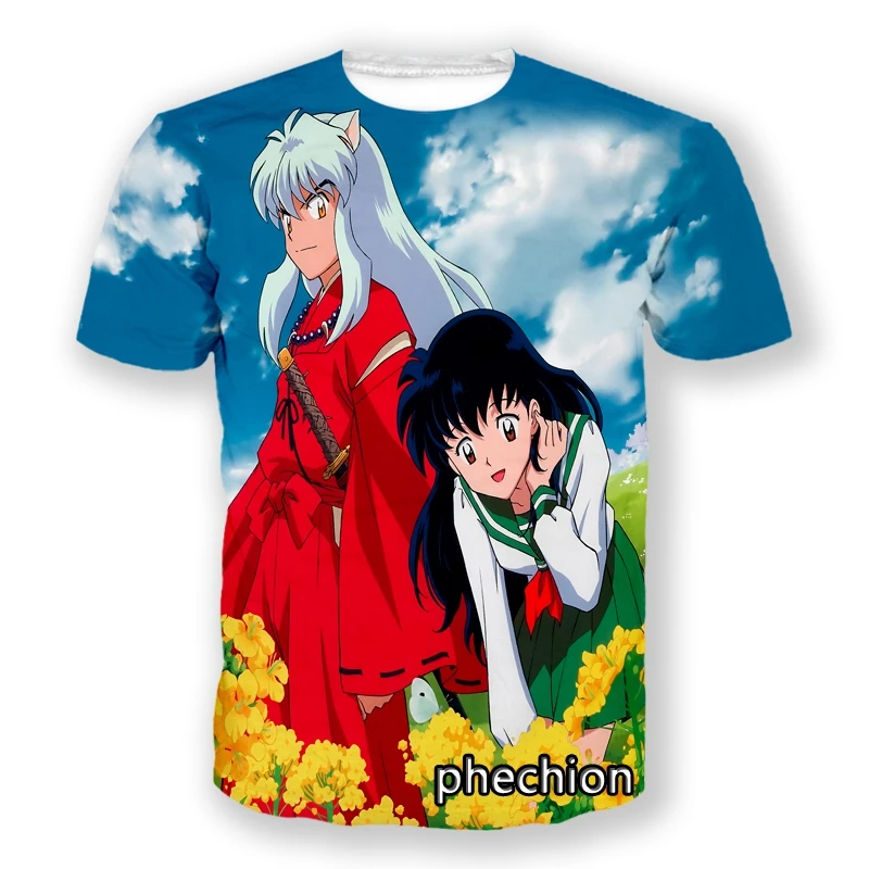 

phechion New Fashion Men/Women Anime Inuyasha 3D Printed Short Sleeve Casual T Shirt Sporting Hip Hop Summer Tops L140