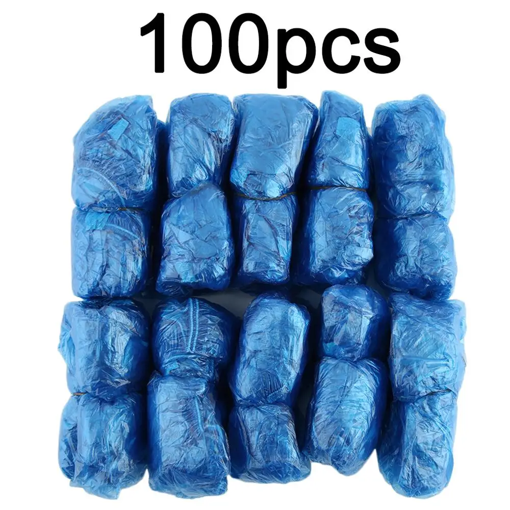 

100 PCS Plastic Disposable Shoe Covers Cleaning Overshoes Outdoor Rainy Day Carpet Cleaning Shoe Cover Waterproof Shoe Covers