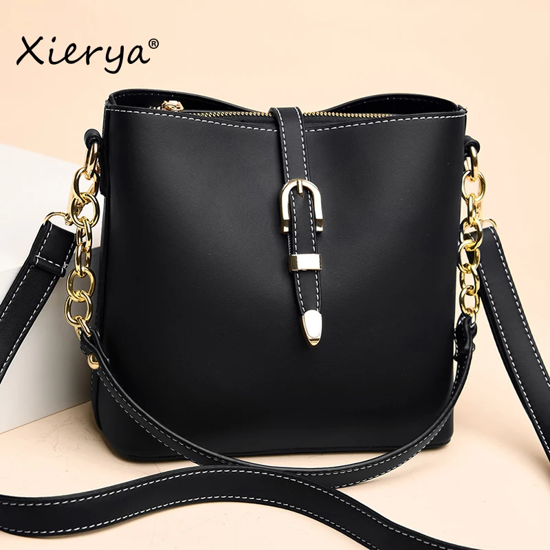 

Xierya Women Shoulder Bag Ladies Handbags Fashion Bucket Bag Womens Black Luxury Bag Female Packet