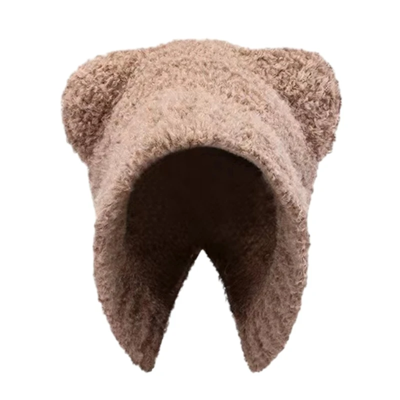 Мягкая плюшевая шапка. Прекрасная шапка с откидными ушками. Кепка капюшоном в