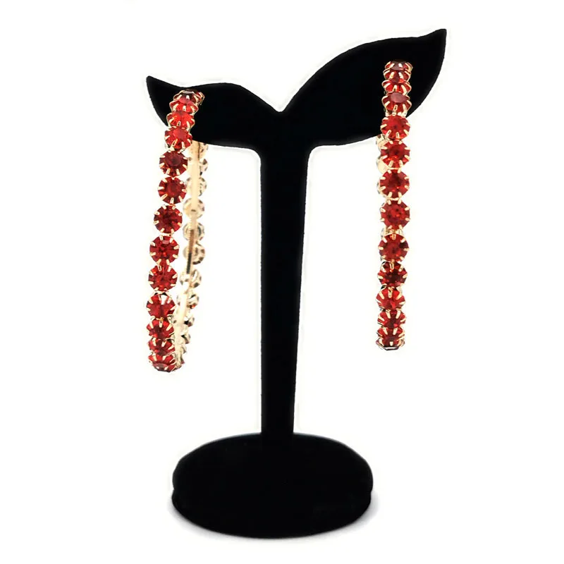 

acessórios de joias grandes para festa feminina 2021 Red Brincos redondos grandes e brilhantes de strass,