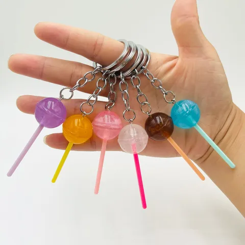 1 шт. брелок для ключей с имитацией леденца, прозрачные светящиеся аксессуары из смолы, сумка для конфет, фотография. Случайный цвет