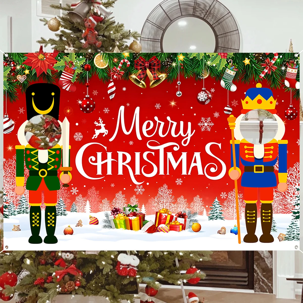 Рождественский фон украшение с Рождеством для дома 2024 Navidad Kerst Noel рождественский