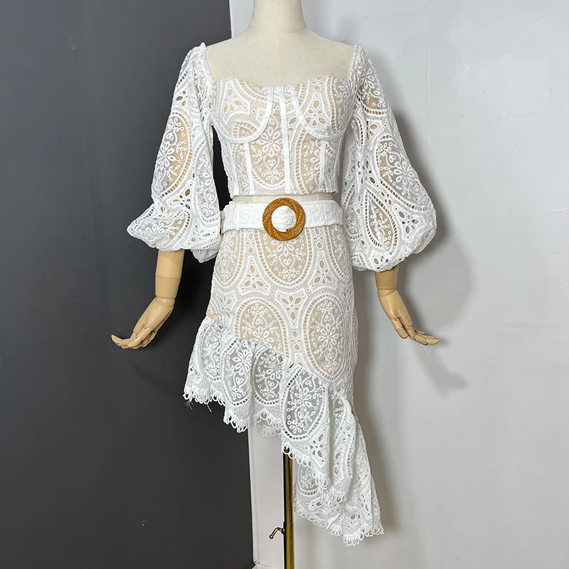 

Пикантный комплект NiChang из двух предметов в европейском и американском курортном стиле с квадратным вырезом и рукавами-фонариками, топ с ко...