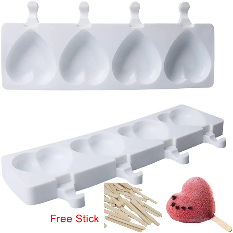 

Silicone Ice Cream Mold With Wooden Sticks Magnum Cake Mold Cat Paw Heart Ice Pop Cube Popsicle Molds Maker DIY Ice Form