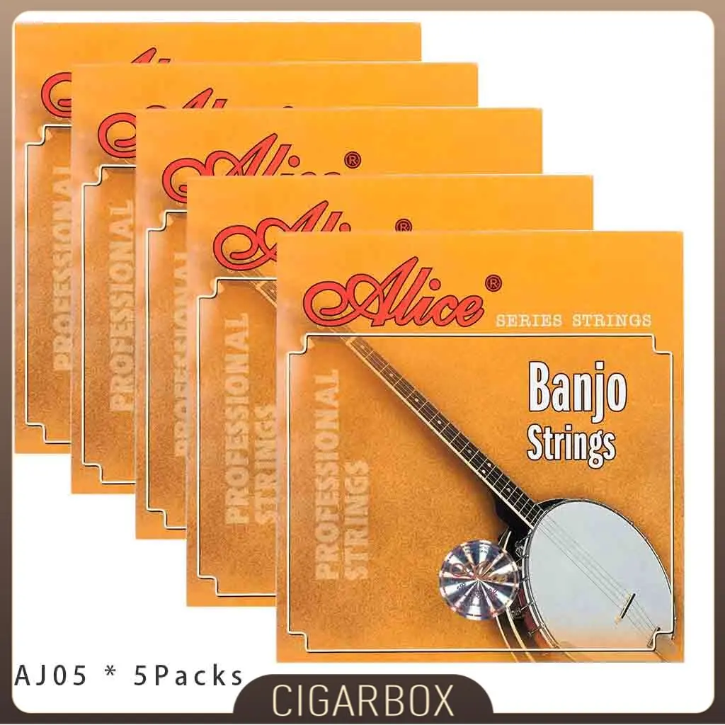 5 Packs Alice Strings Banjos AJ04 AJ05 4 Strings & 5 Strings Banjo Strings Stainless Steel Coated Copper Alloy Wound Accessories