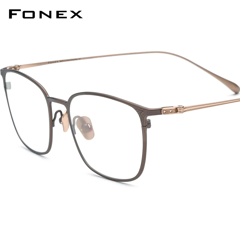 FONEX Stripe Design Titanium Glasses Frame Men 2023 New Retro Square Prescription Eyeglasses Myopia Optical Eyewear F85753