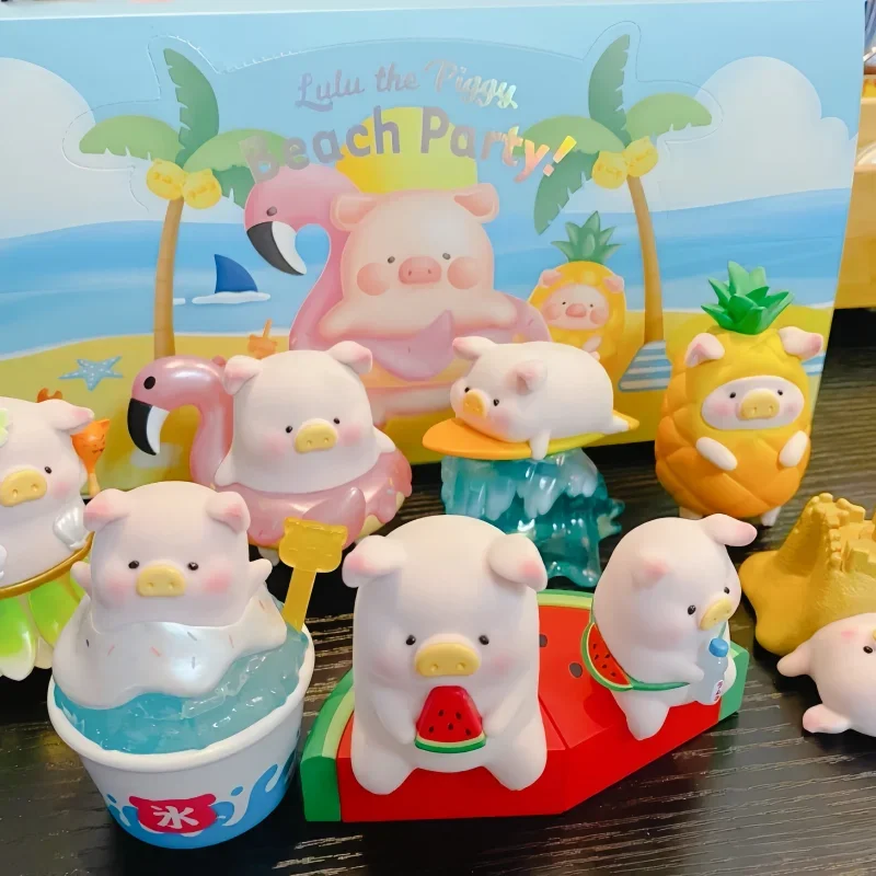 Фото Горячая подлинная Lulu Piggy Beach Party Случайная слепая коробка Игрушка Guess Bags Mystery Mistery Caixa Фигурка Модель Подарок на день рождения №3