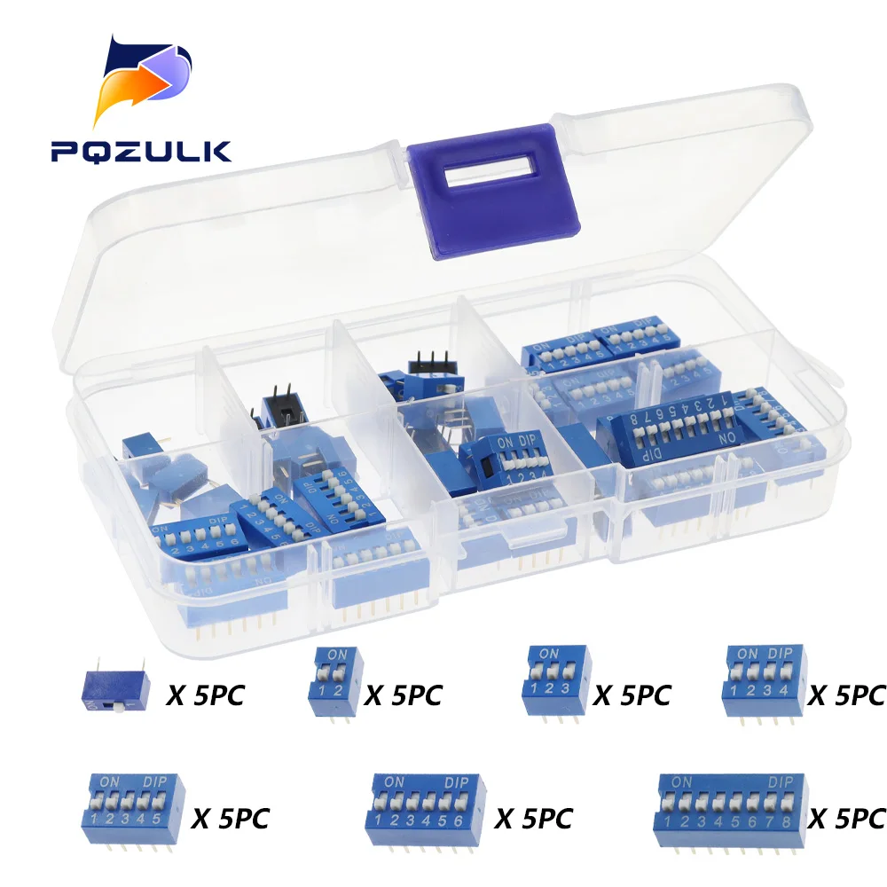

Комплект дип-переключателей PQZULK 1-8 Way 2,54 мм красный