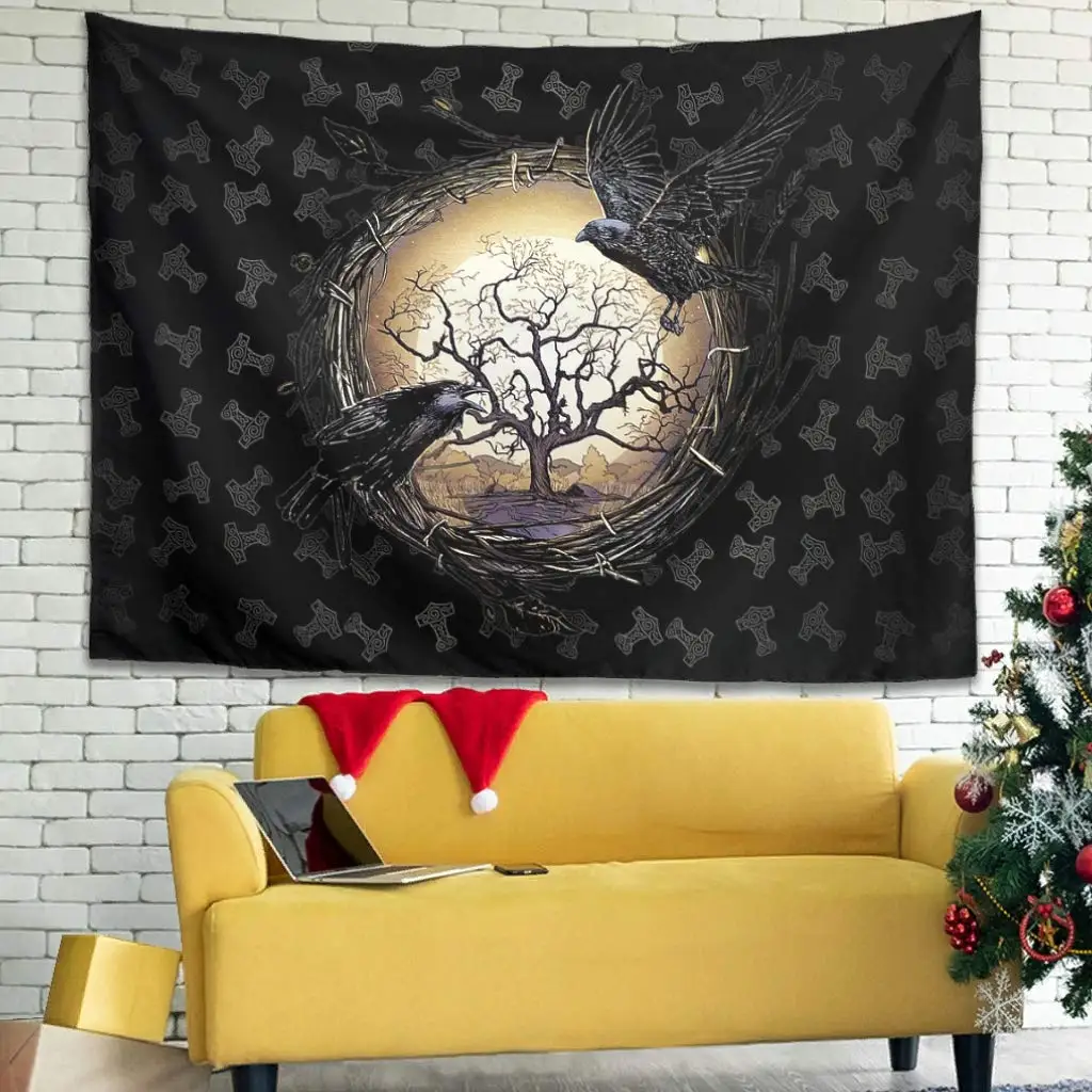 

Viking Raven Tapestry Wall Hanging Wall Covering Wall Hanging Tapestry Bedroom Living Room Beach Towel Yoga Mat Wall Decor