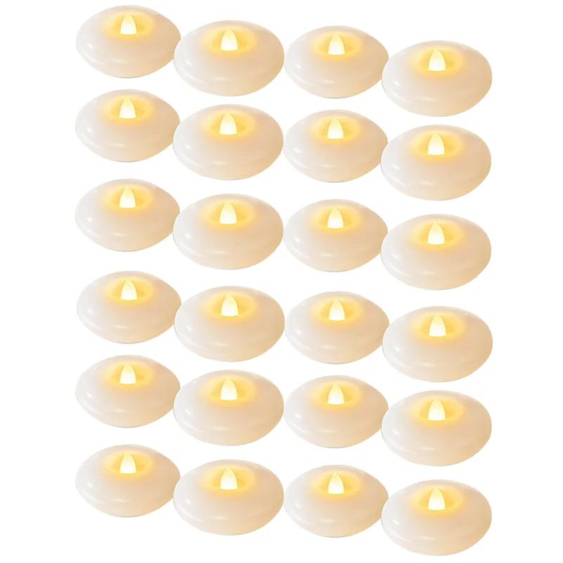 Фото AT02-24-Count Waterproof Floating LED Tealights, White Flameless Candles, 200 Hour Battery For Cylinder Vases №3