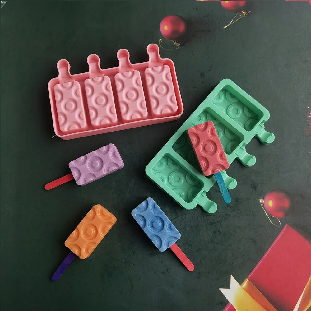 

Silicone Ice Cream Mold 4 Cell small Size Ice Cube Tray Diy Homemade Popsicle Molds Freezer Juice Popsicle Barrel Maker Mould
