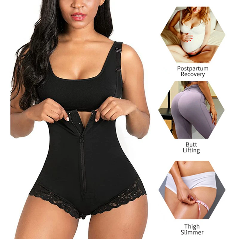

Tummy Control Body Shaper Zipper Open Bust Bodysuit Fajas Colombianas Reductoras y Moldeadoras para Adelgazar Waist Trainer