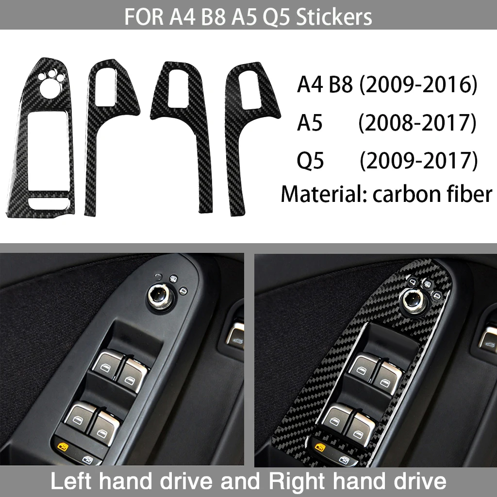

Carbon fiber car interior decoration door lift-taste panel decoration suitable for Audi A4 B8 A5 Q5 2009-2016 car sticker