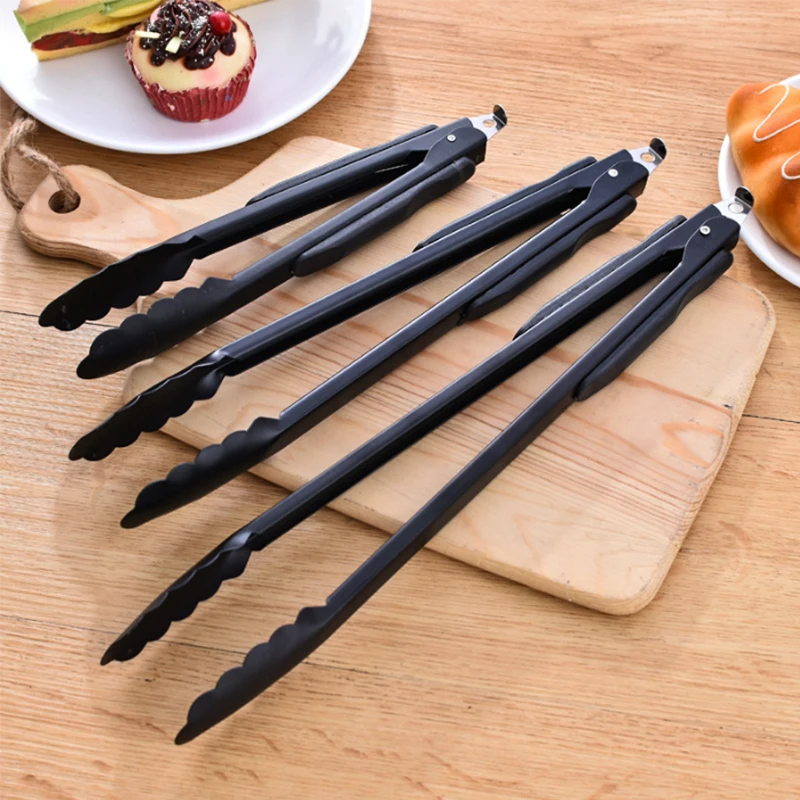 

Silicone BBQ Grilling Tong Kitchen Cooking Salad Bread Serving Tong Non-Stick Barbecue Clip Clamp Stainless Steel Tools Gadgets