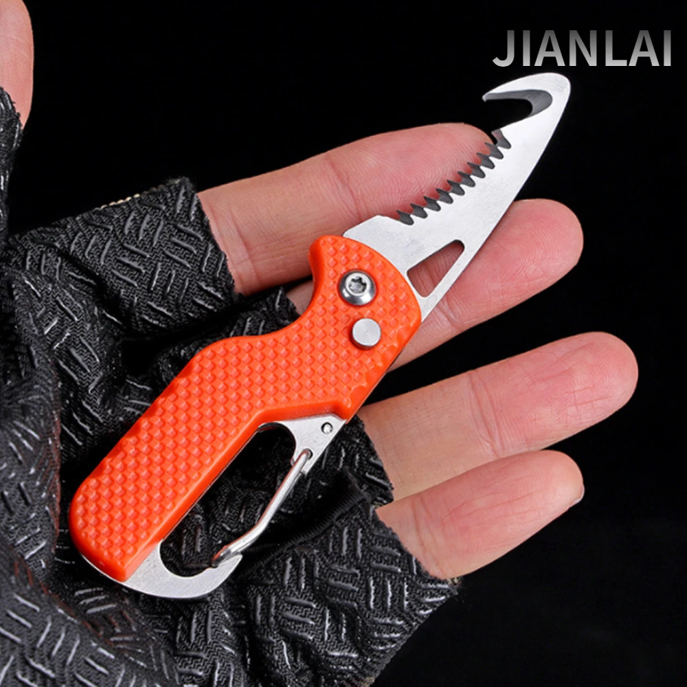 

Portable Folding Knife Express Package Knife Gift Keychain Serrated Hook Knife Outdoor Camping Carry-on Survival Tool Box Opener
