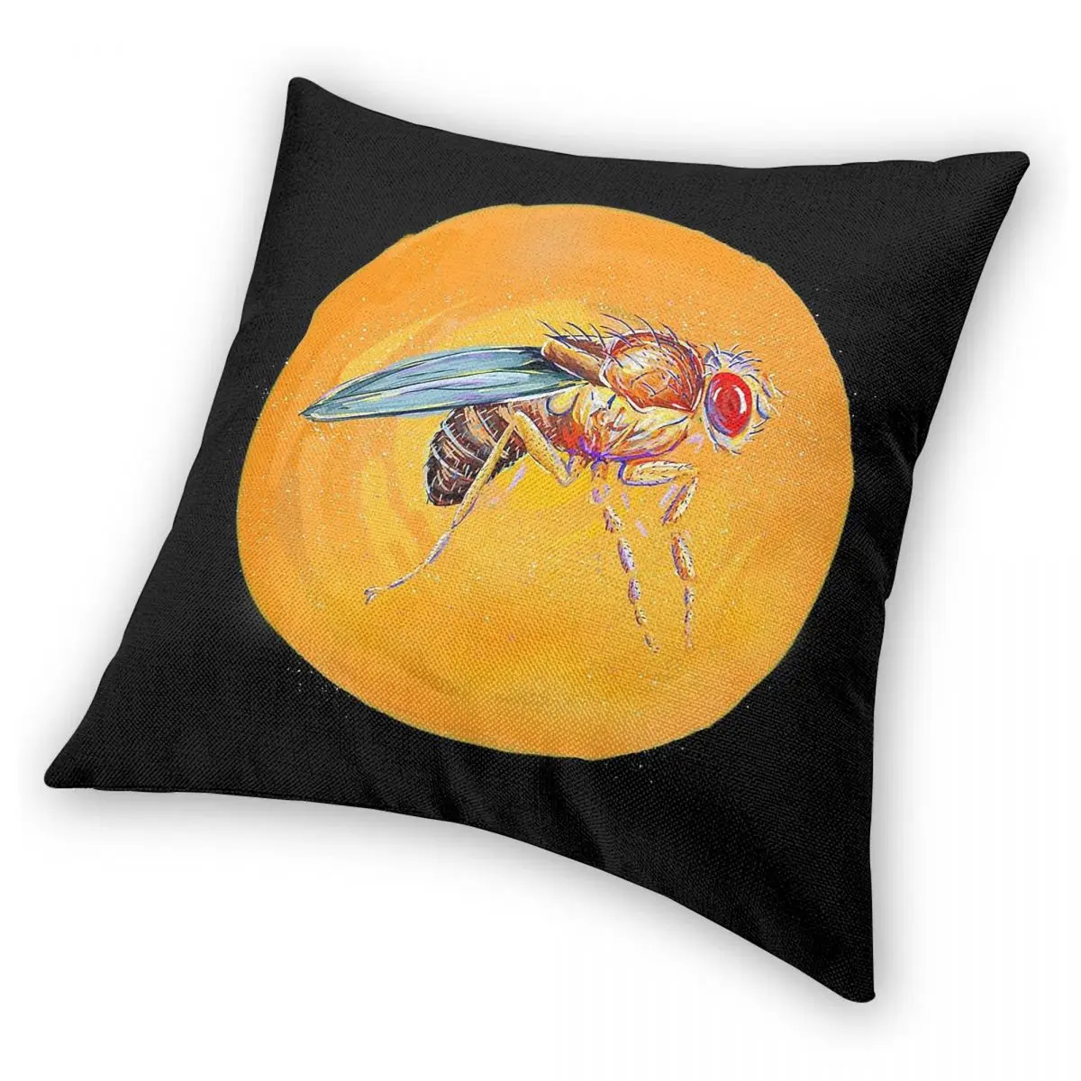 Декоративная наволочка для подушки с рисунком фруктовой мухи (Drosophila Melanogaster), полиэстер, лен, бархат, для дома (art.: 3920d9f9be0de) - 3920d9f9be0de