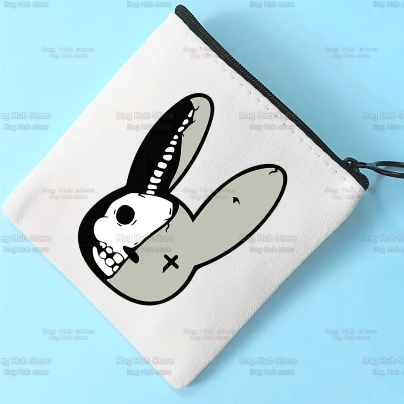 

Bad Bunny Simple Canvas Coin Purse Cute Graphic Key Case Lady Rapper Reggaeton Artist Bag Coin Storage Bag