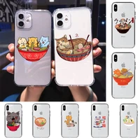 neko ramen japan cat phone case for iphone 11 12 13 mini pro xs max 8 7 6 6s plus x 5s se 2020 xr clear case