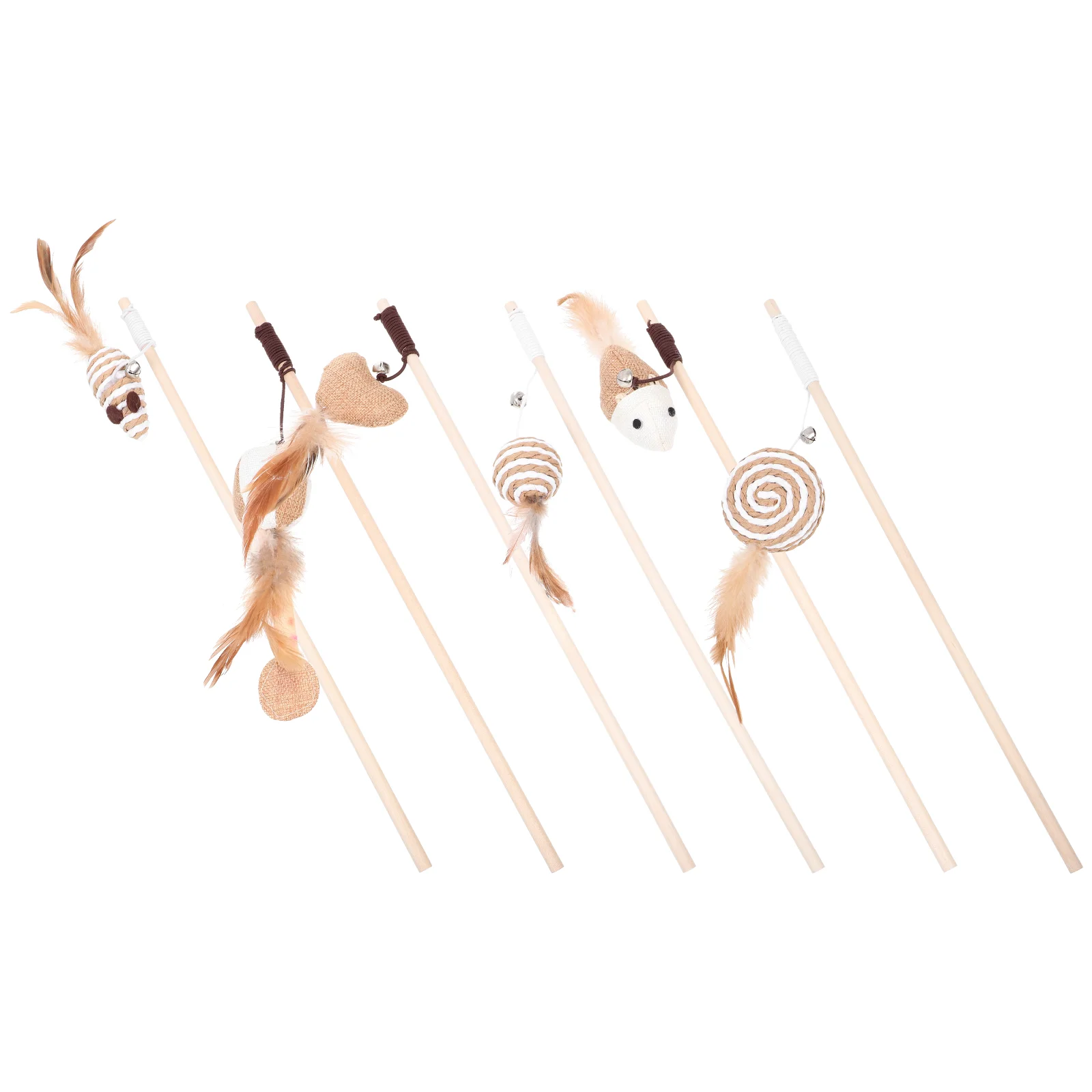 

6Pcs Indoor Pet Wand Toys Interactive Pet Toys Kitten Teaser Toys (Mixed Style)