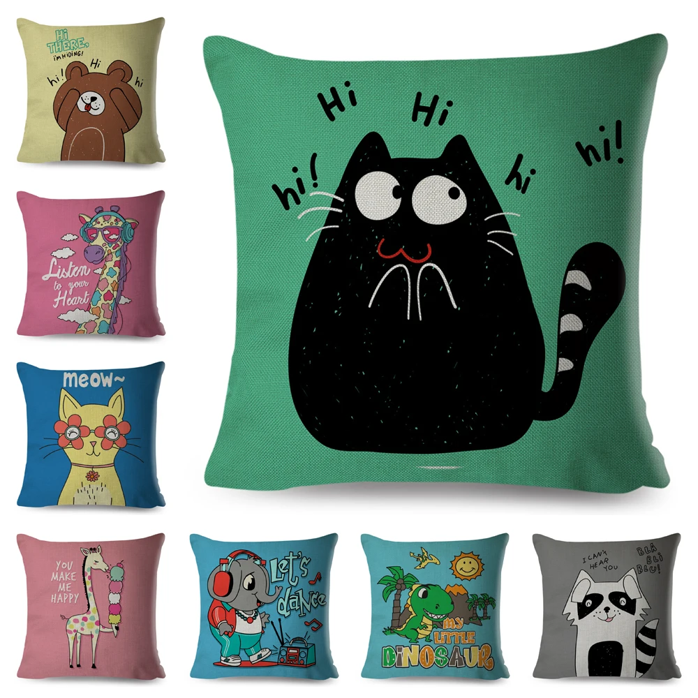 

Colorful Cute Cartoon Pet Dog Cat Cushion Cover for Children Room Sofa Decor Animal Dinosaur Giraffe Pillow Case Pillowcase