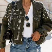 woman denim jacket 2022 spring and autumn new raw edge denim rivet womens jackets fashion street fighter motorcycle coat